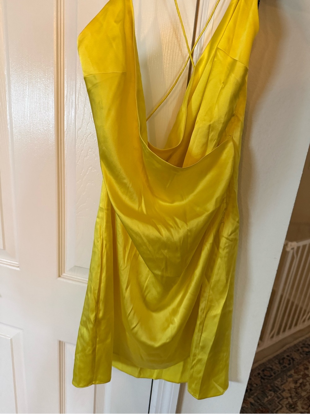 SER.O.YA Vibrant Yellow Satin Cowl Slip Dress